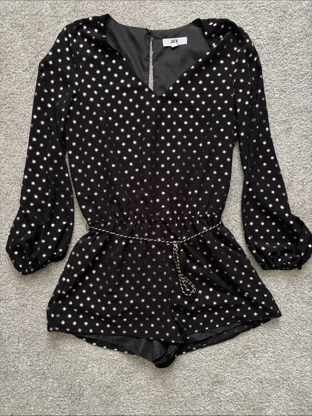 BB Dakota Black Romper with Metallic Dot Print